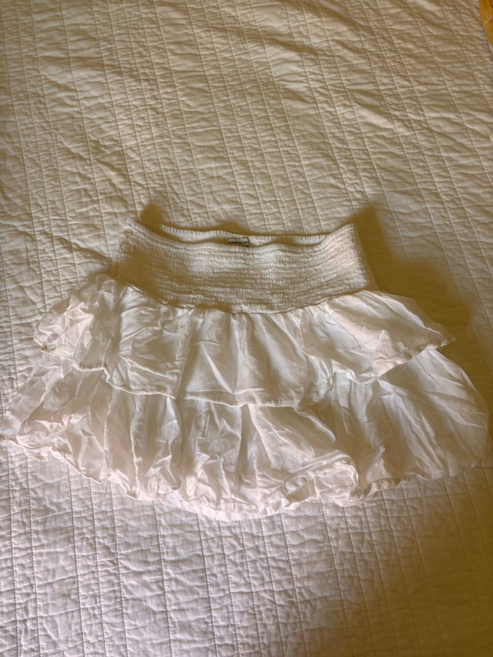 American Eagle Outfitters White Tiered Smocked Waist Skirt